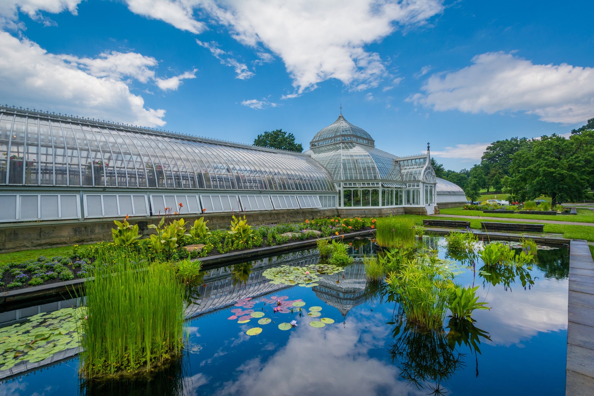 Exterior view of The Phipps Conservatory in Pittsburgh, PA