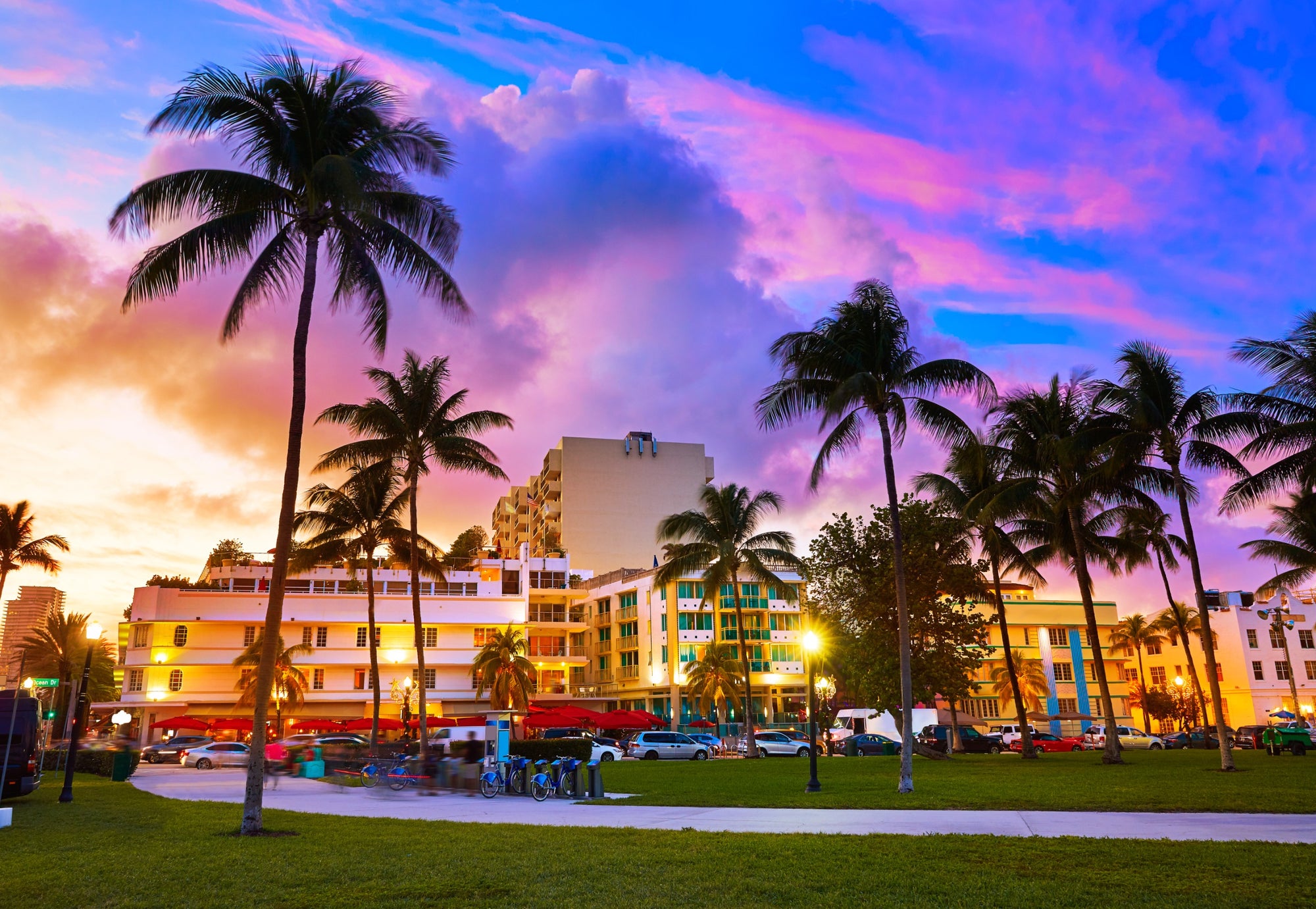 Sunset at South Beach in Miami