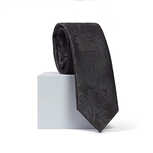 Charcoal Grey Paisley Neck Tie