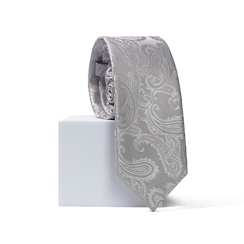 Silver Paisley Neck Tie