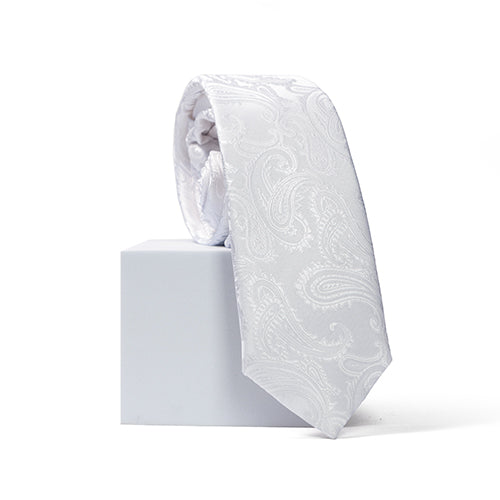 White Paisley Neck Tie