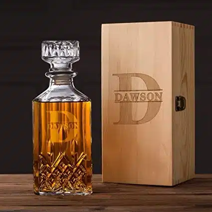 Monogram decanter with the name Dawson 